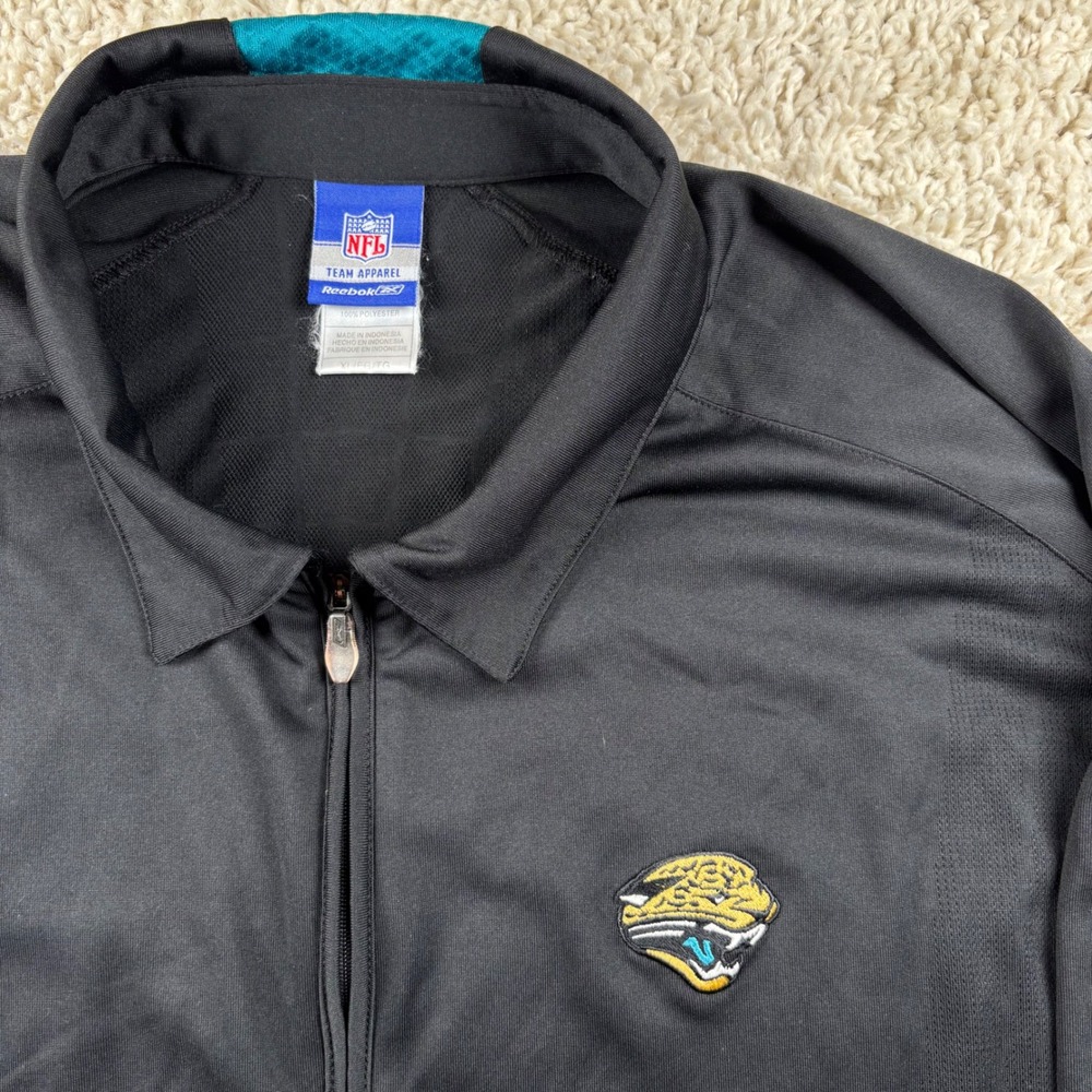 Vintage Reebok Mens Quarter Zip Polo XL Black Jacksonville Jaguars NFL 1094A 06 - Picture 2 of 7